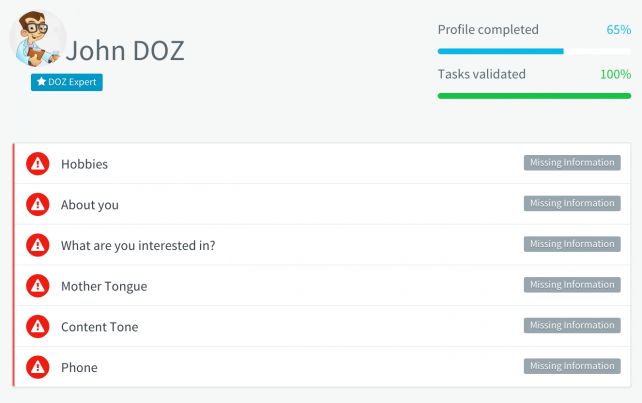 DOZ Profile Info