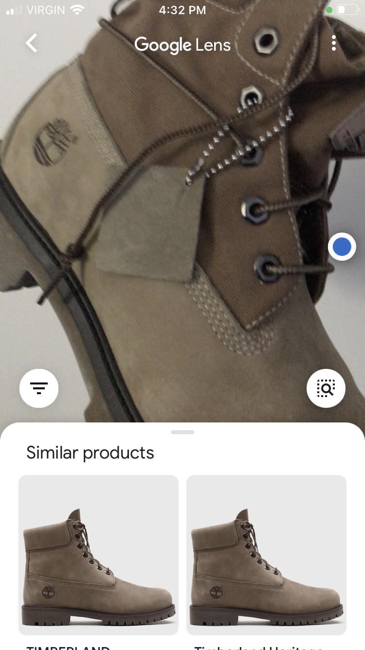 Google lens search result